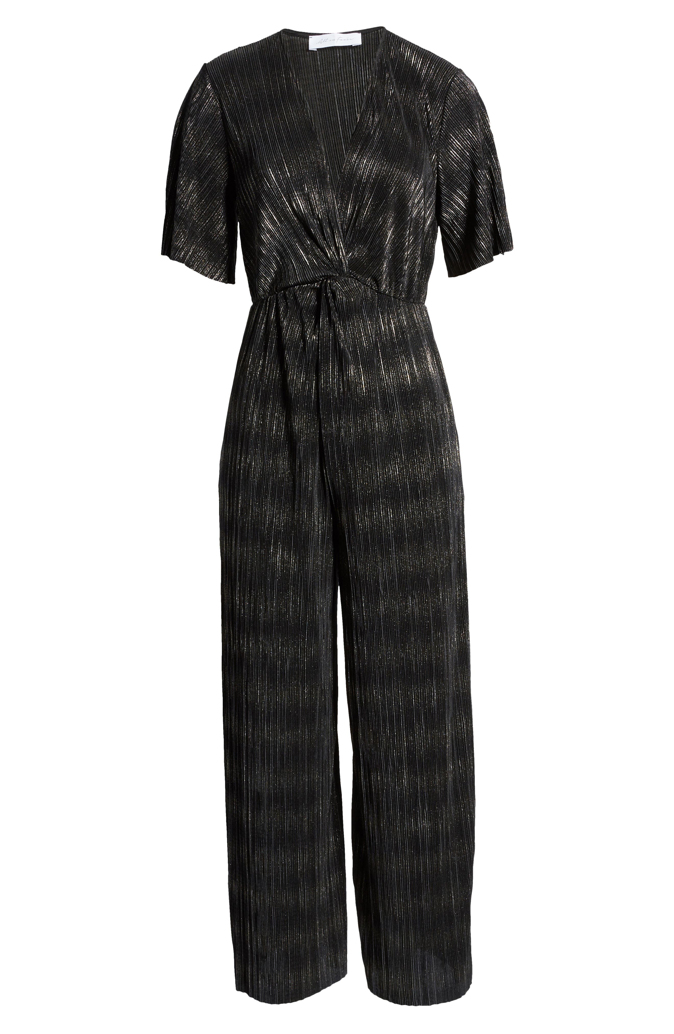 metallic plisse jumpsuit