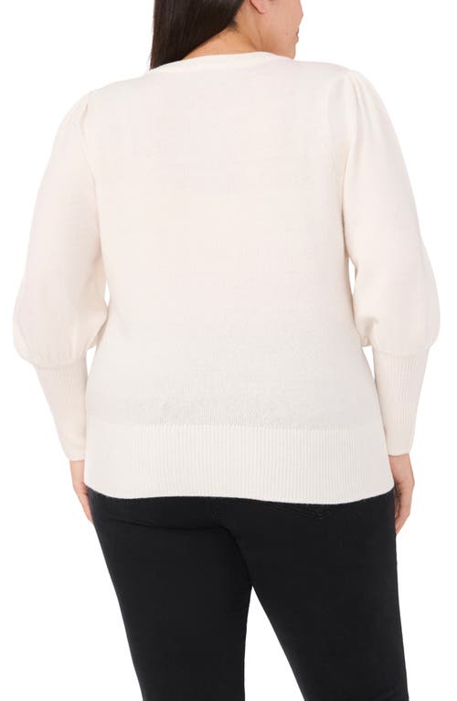 Shop Cece Rhinestone Bow Appliqué Sweater In Antiq White