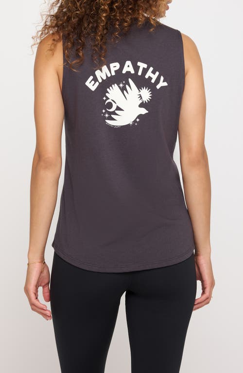 Shop Spiritual Gangster Empathy Jade Cotton & Modal Graphic Muscle Tank In Vintage Black