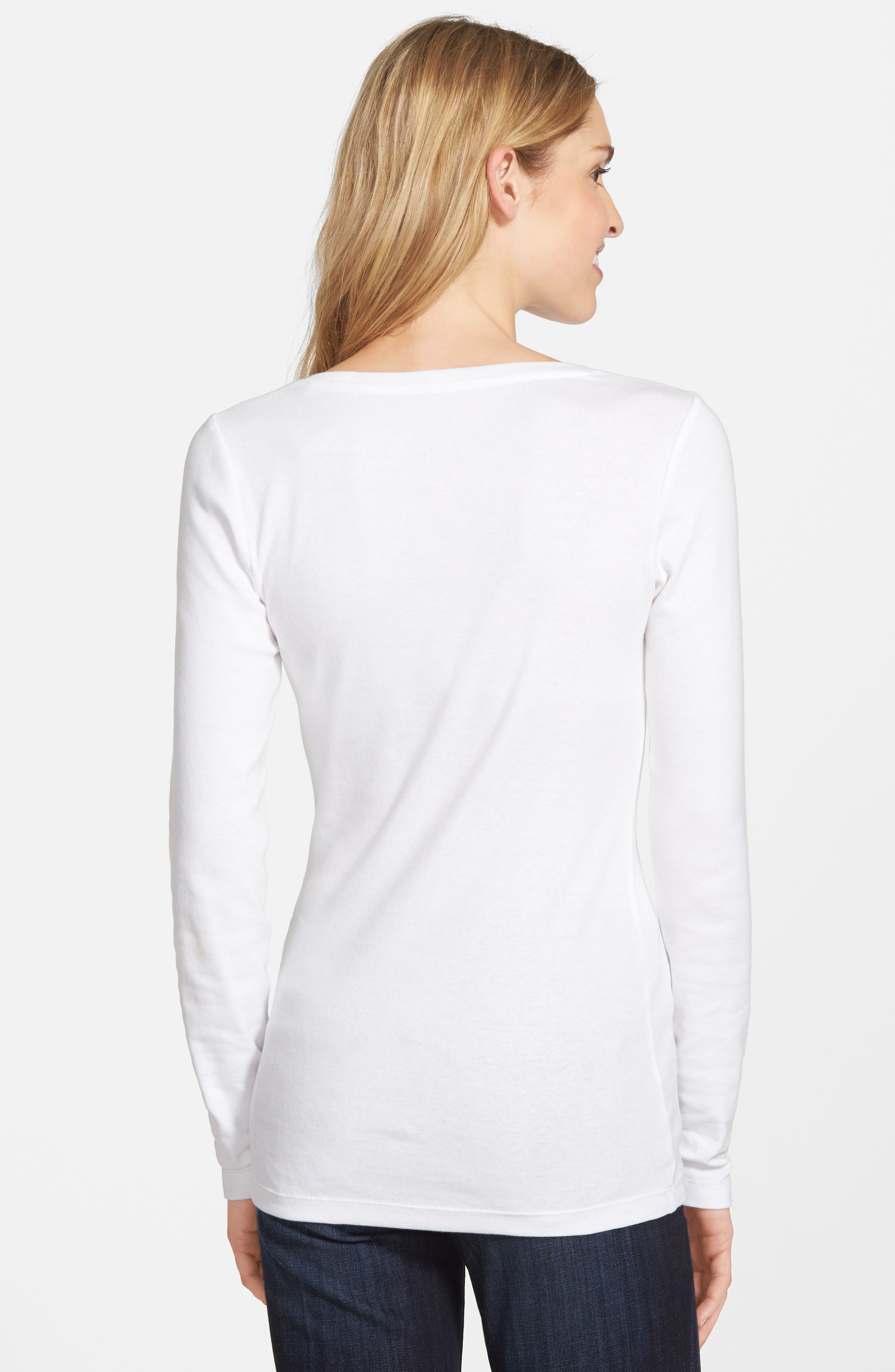 long sleeve white t shirt ladies