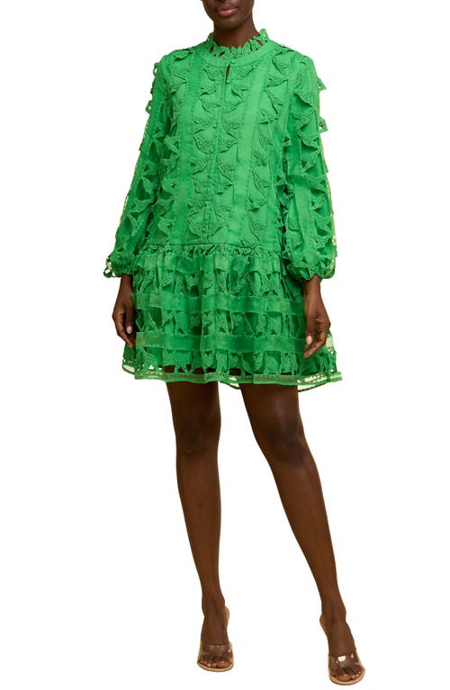 Wylla Humbird Lace & Organza Drop Waist Dress in Green