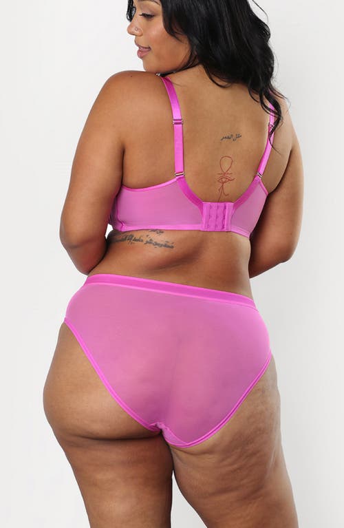 Shop Curvy Couture Sheer Mesh High Cut Briefs In Black/flirt/black