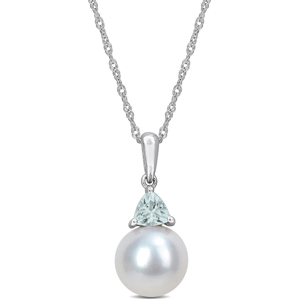 Delmar Freshwater Pearl Pendant Necklace In Aquamarine