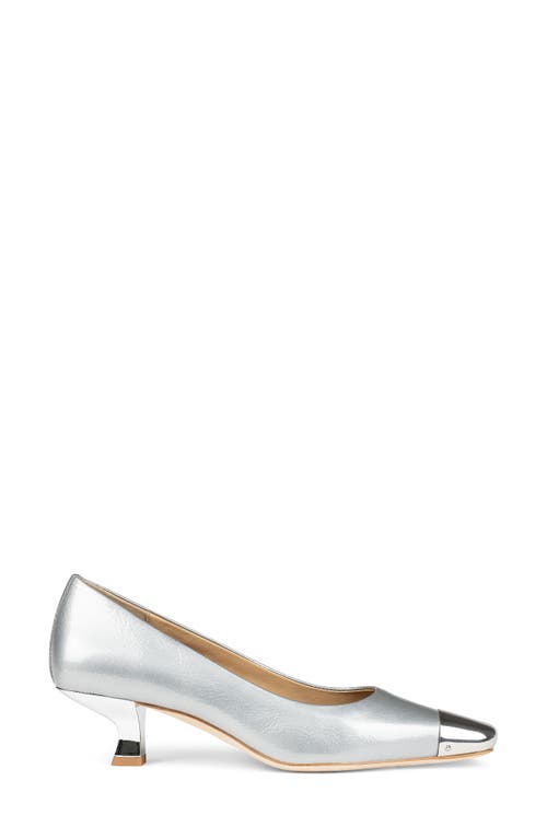 Shop Donald Pliner Cristin Cap Toe Kitten Heel Pump In Silver