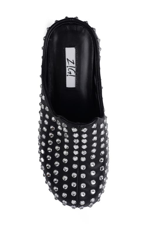 Zigi Henrietta Crystal Studded Clog In Black Leather