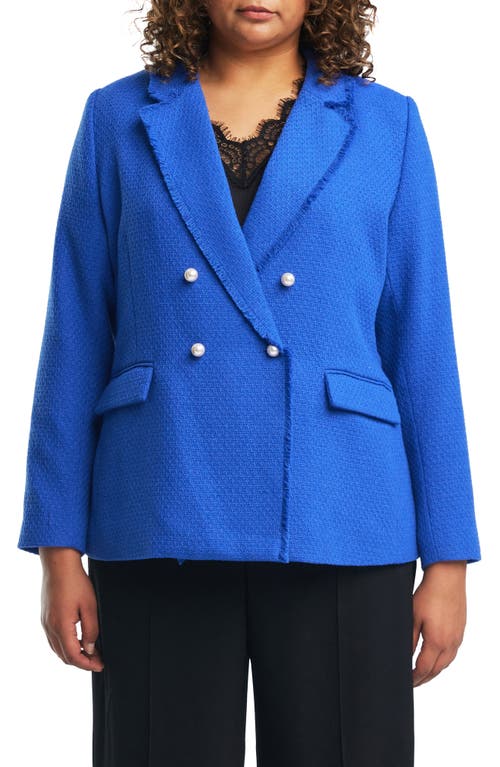 Shop Estelle Courtney Bouclé Tweed Blazer In Blue