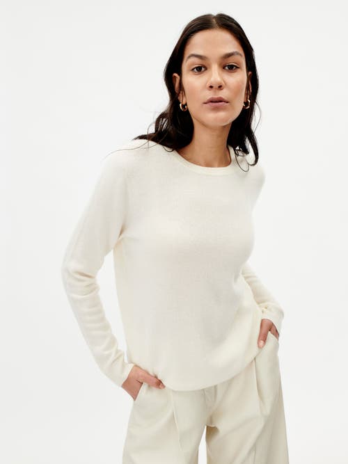 Shop Gobi Cashmere Crew Neck Sweater In Marshmallow