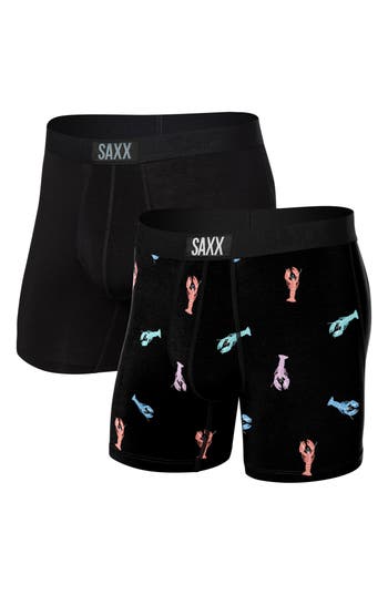 Saxx 2-pack Vibe Super Soft Slim Fit Boxer Briefs In Black