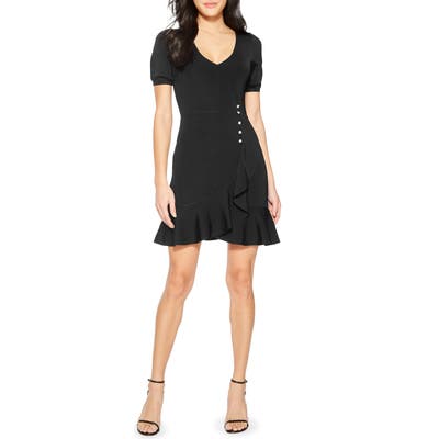 Parker Galice Faux Wrap Minidress, Black