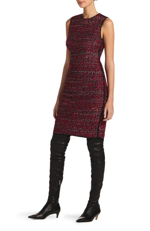 Shop St John St. John Collection Metallic Bouclette Tweed Sleeveless Sheath Dress In Crimson/black Multi