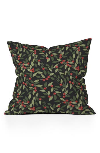 Deny Designs Winter Berries Throw Pillow In Animal Print