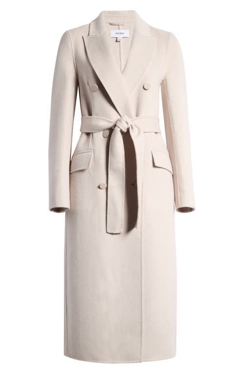 Shop Reiss Maeve Belted Double Breasted Wool Blend Coat In Neutral