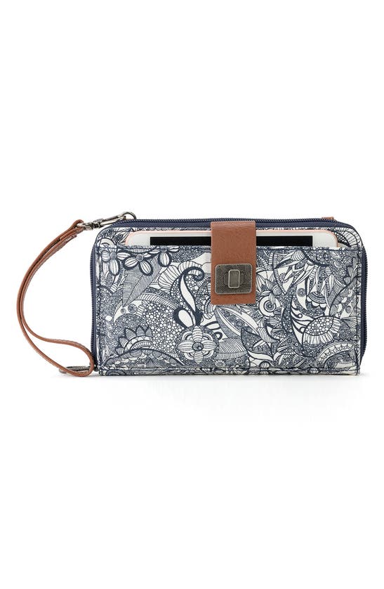 Sakroots Artist Circle Large Smartphone Crossbody Bag In Navy Spirit Desert