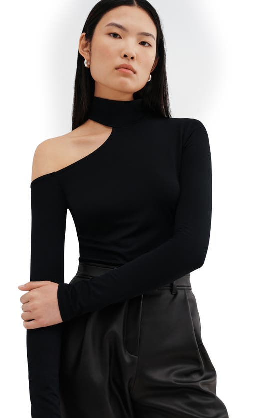 Shop Marcella Evan Cutout Turtleneck Top In Black