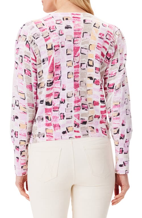 Nic + Zoe Nic+zoe Petite Geo Mosaic Sweater In Pink Multi