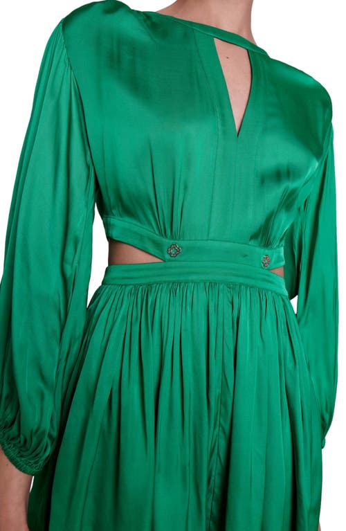 Shop Maje Risora Cutout Long Sleeve Dress In Green
