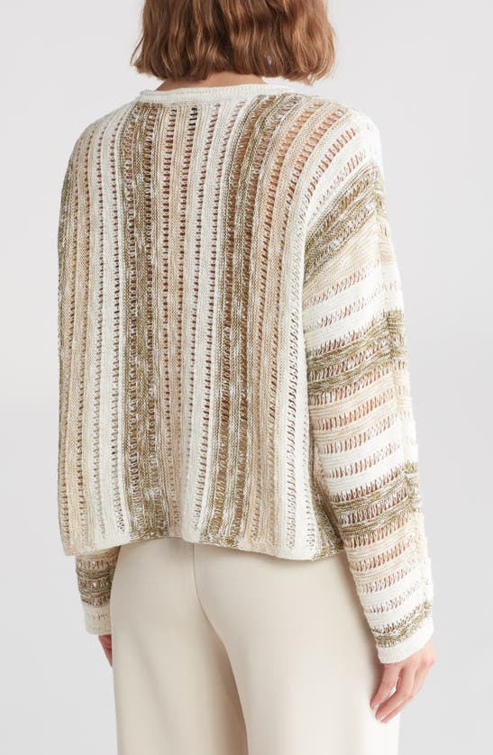 Shop Rdi Crochet Crewneck Sweater In Olive