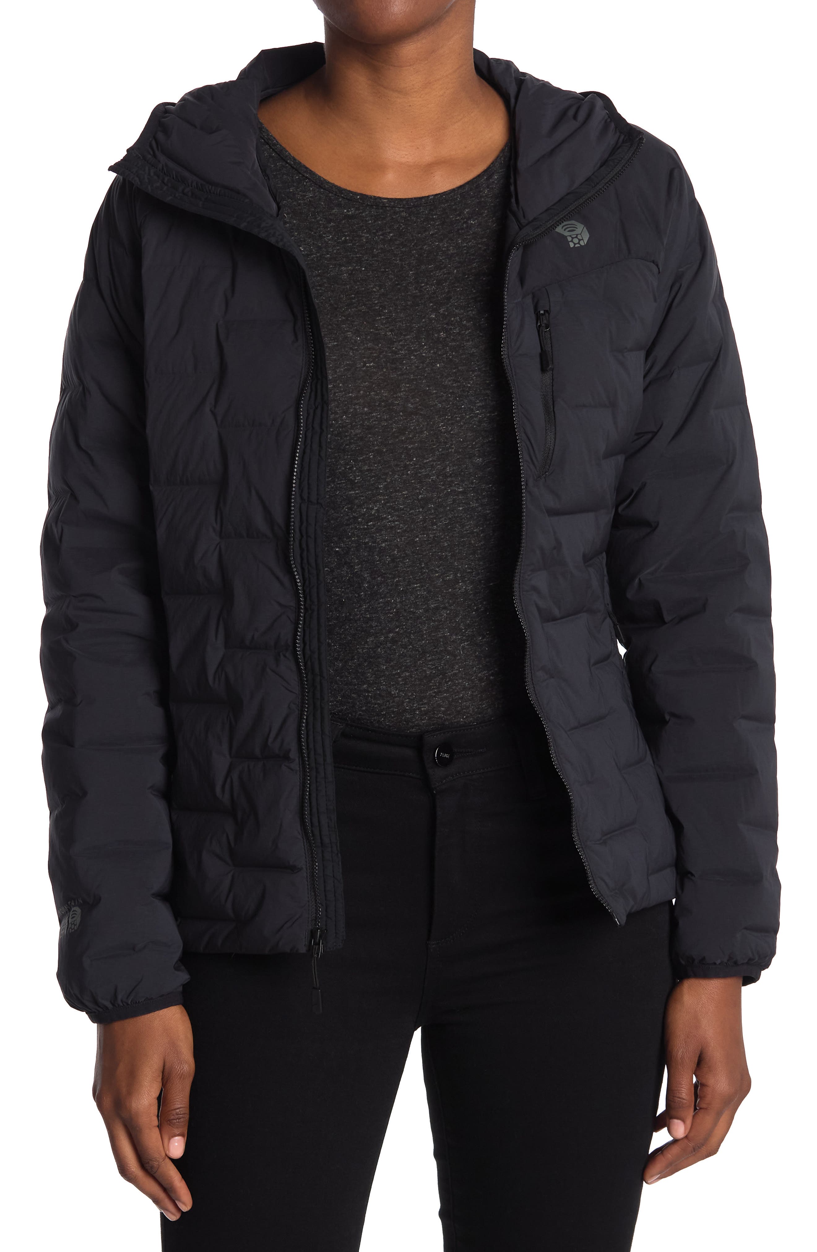 stretchdown hooded jacket