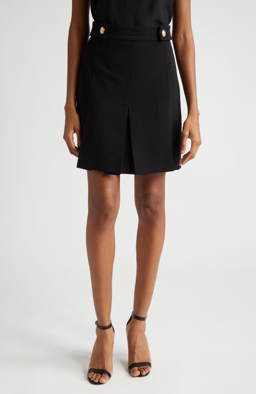 Judith & Charles Raven Button Tab Pleated Skirt in Black