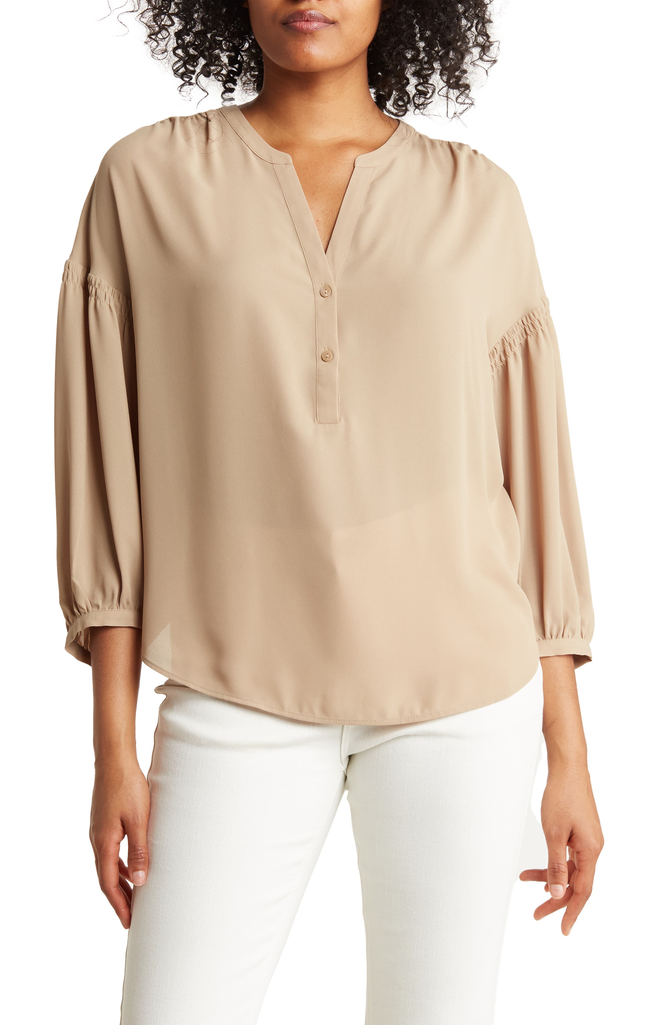 NYDJ Paulina Tie Dye Recycled Polyester Peasant Top Nordstromrack