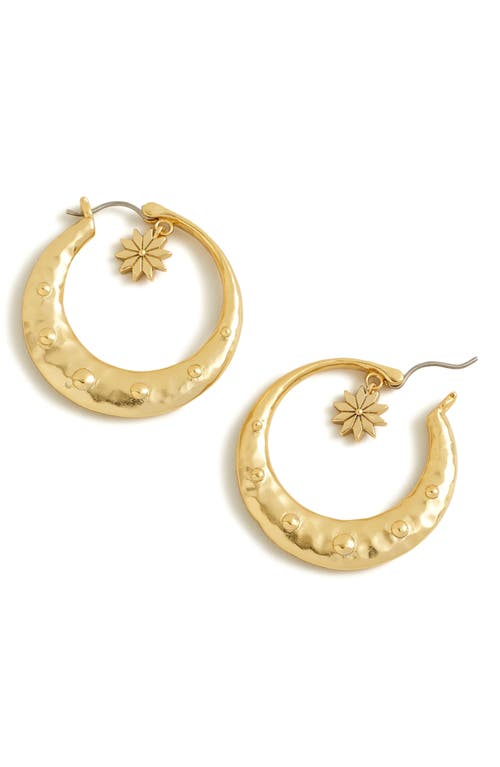 Celestial Charm Hoop Earrings in Vintage Gold