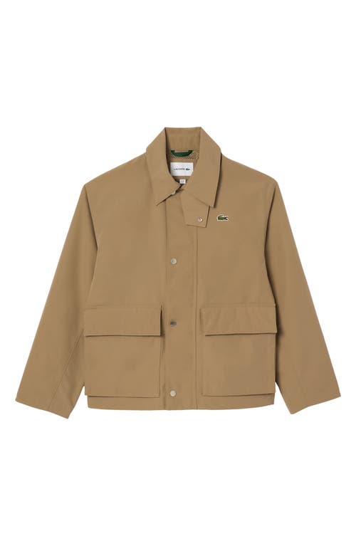 Lacoste Water Resistant Utility Jacket In Brown