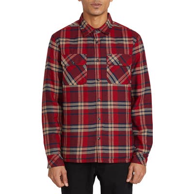 Volcom Belgrade Plaid Button-Up Shirt, Red
