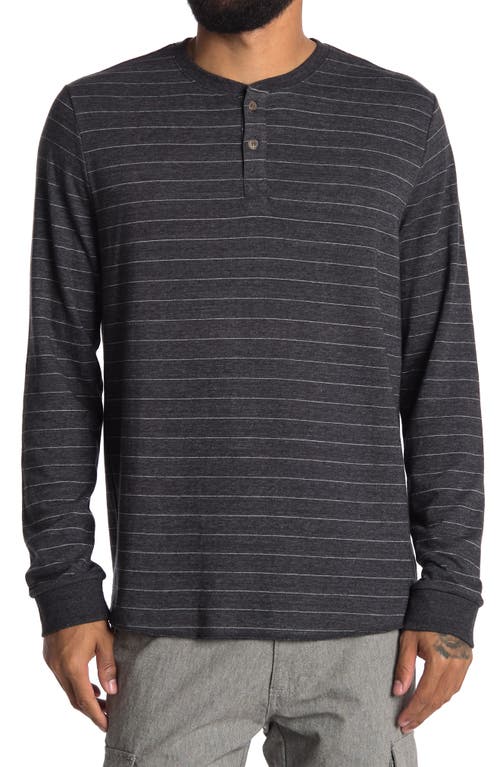 Marine Layer Double Knit Long Sleeve Henley in Faded Black/White