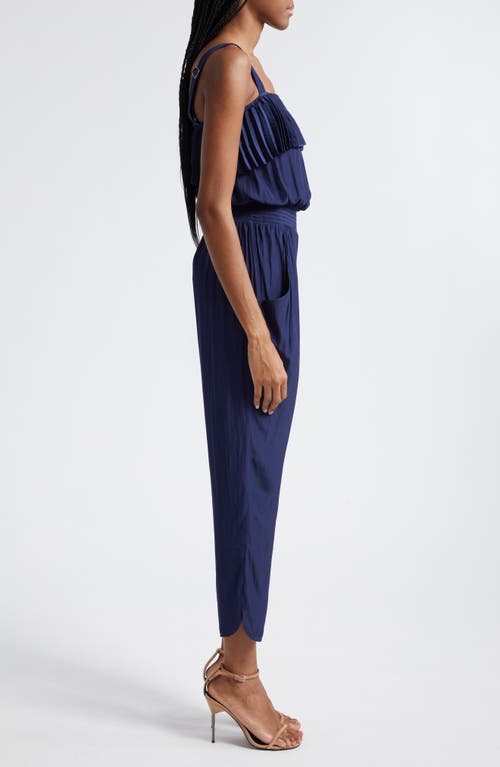 Ramy Brook Shay Ruffle Sleeveless Jumpsuit In Spring Navy