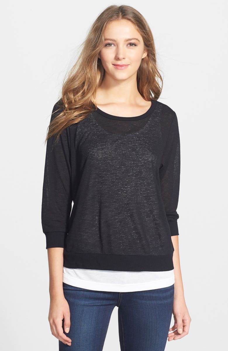 Olivia Moon 'Fooler' Mixed Media Top | Nordstrom