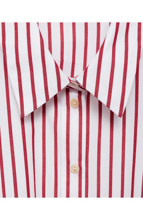 Mango Stripe Crop Button-up Shirt In Red