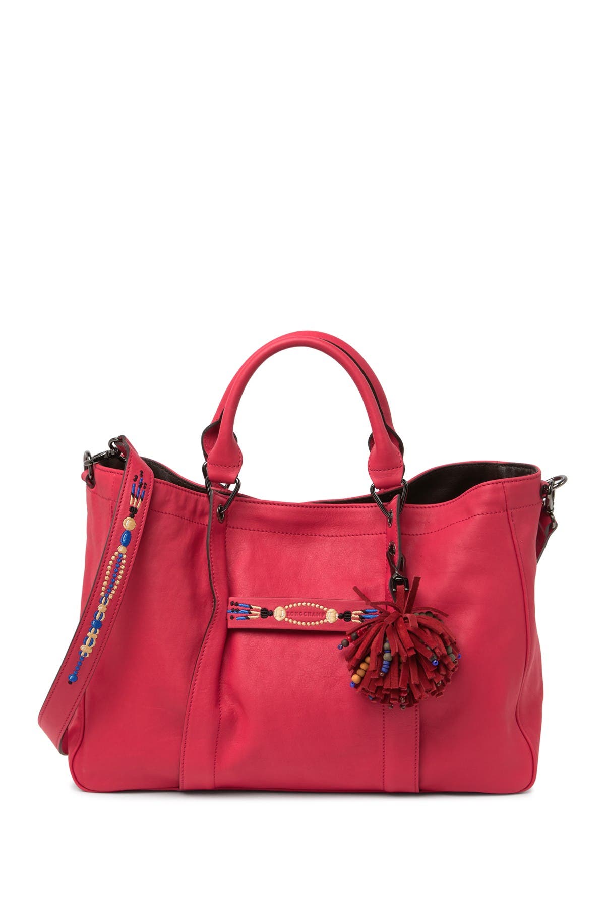Massai Embroidered Leather Tote Bag 