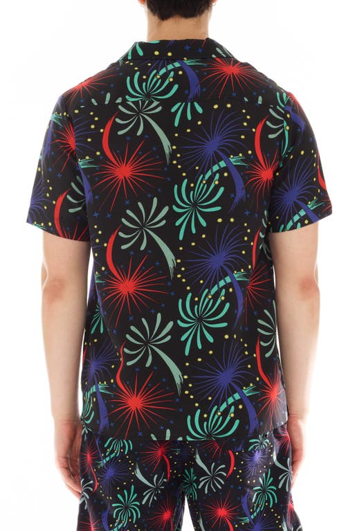 Shop Cult Of Individuality Fireworks Cotton Camp Shirt In Black