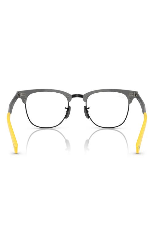 Ray Ban Ray-ban X Scuderia Ferrari 51mm Square Optical Glasses In Dark Grey/yellow