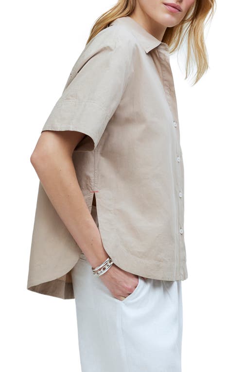 Madewell Oversized Boxy Short Sleeve Poplin Button-up Shirt In Dark Oat