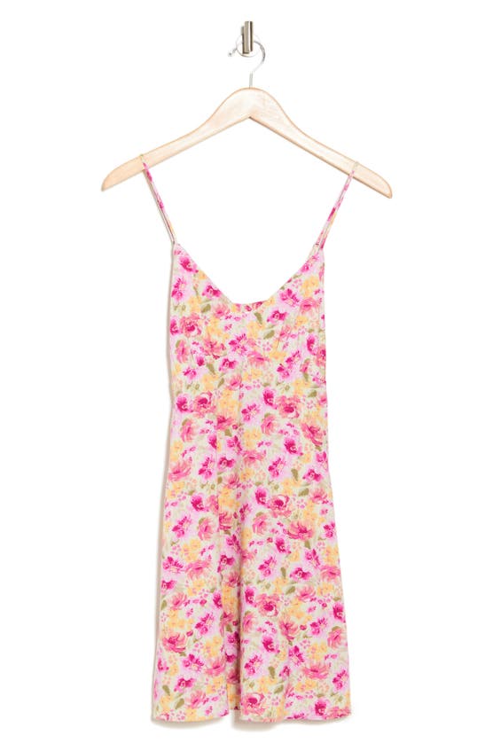 Abound Printed Minidress In Pink Lime Garden Party