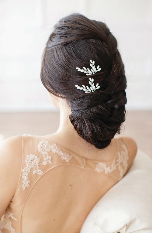Brides And Hairpins Brides & Hairpins Ellie Set Of 2 Imitation Pearl Pins In Silver/white
