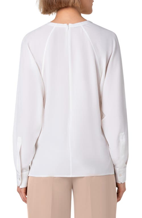 Shop Akris Raglan Sleeve Silk Crepe Top In Ecru