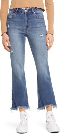 1822 Denim High Waist Raw Hem Jeans | Nordstrom