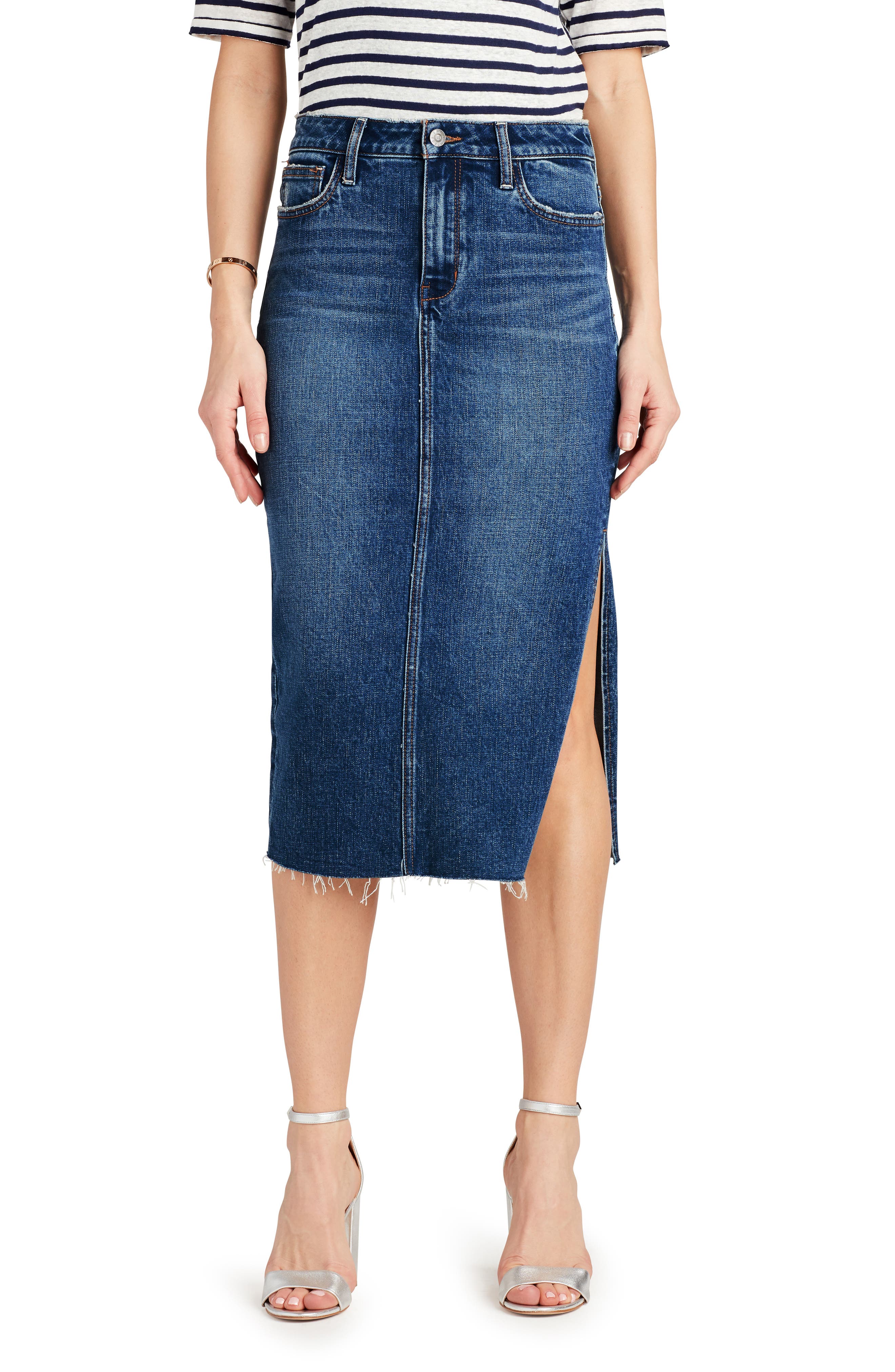 denim midi skirt