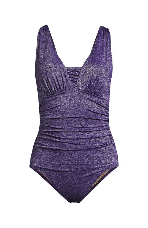 Shop Lands' End Slendersuit Grecian Tummy Control One Piece Swimsuit In Amethyst Shine