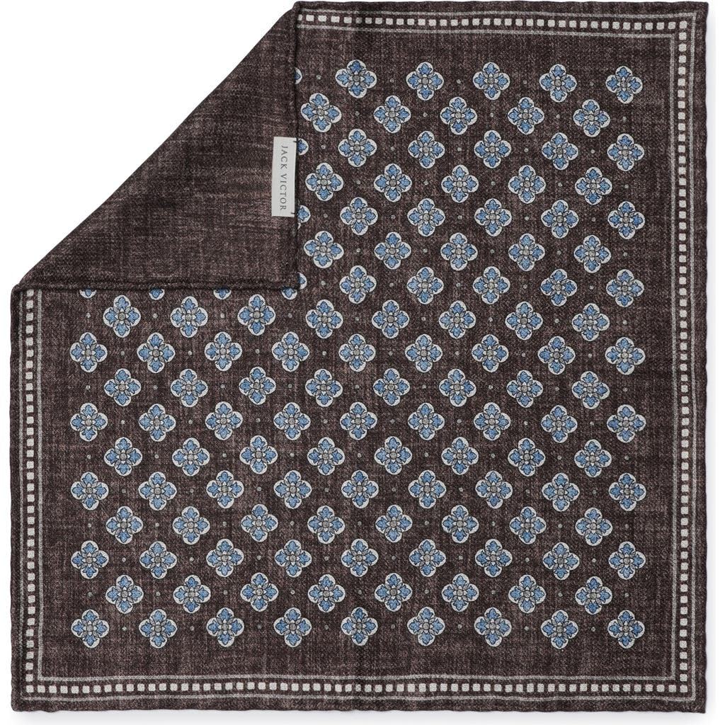 Jack Victor Anwoth Reversible Silk Pocket Square In Brown