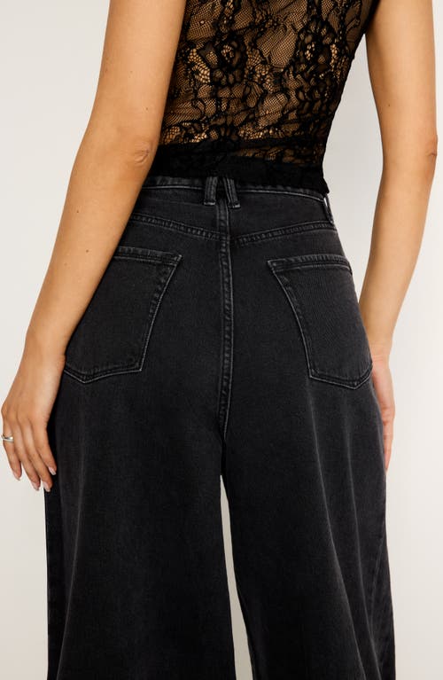 Shop Good American Paneled Wide Leg Jeans In Black351