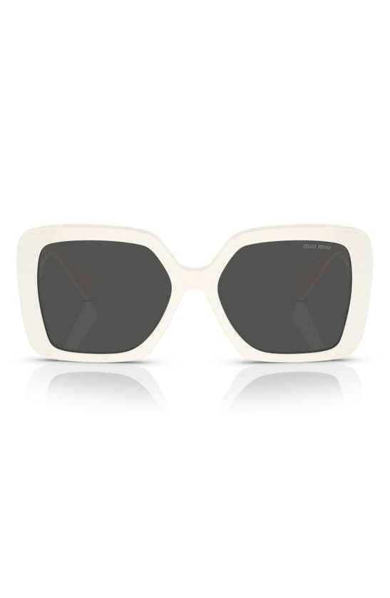 Shop Miu Miu 56mm Square Sunglasses In White