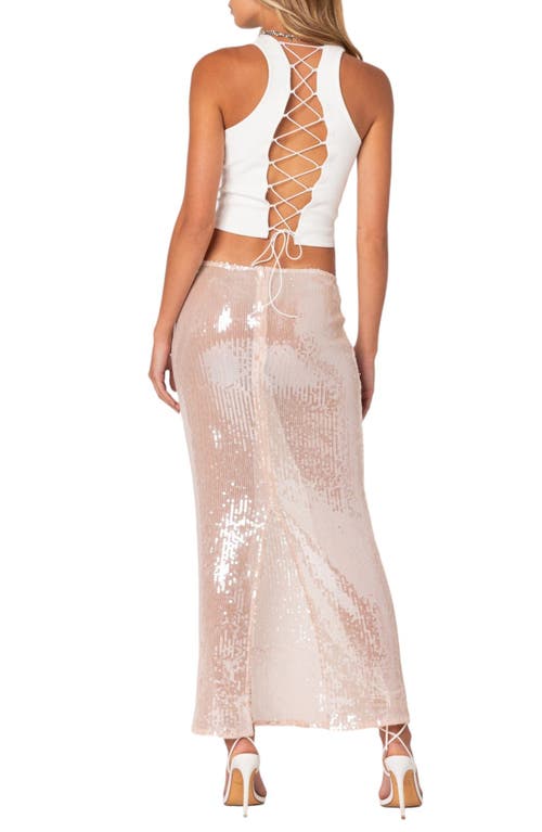 EDIKTED EDIKTED KOKO BACK LACE-UP SLEEVELESS STRETCH COTTON TOP 
