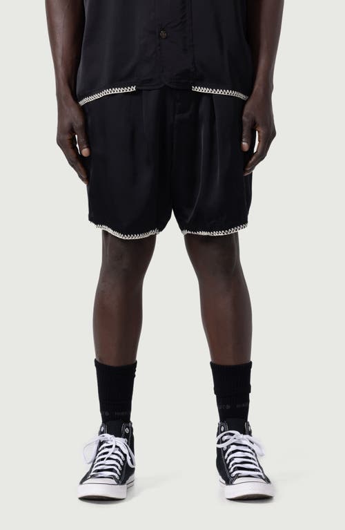 Honor The Gift Blanket Stitch Cotton Shorts In Black