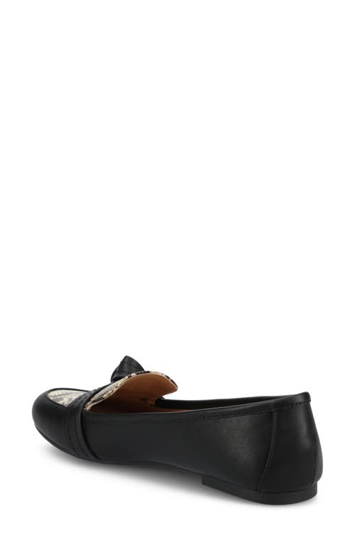 Journee Collection Marci Knotted Strap Loafer In Black/snake