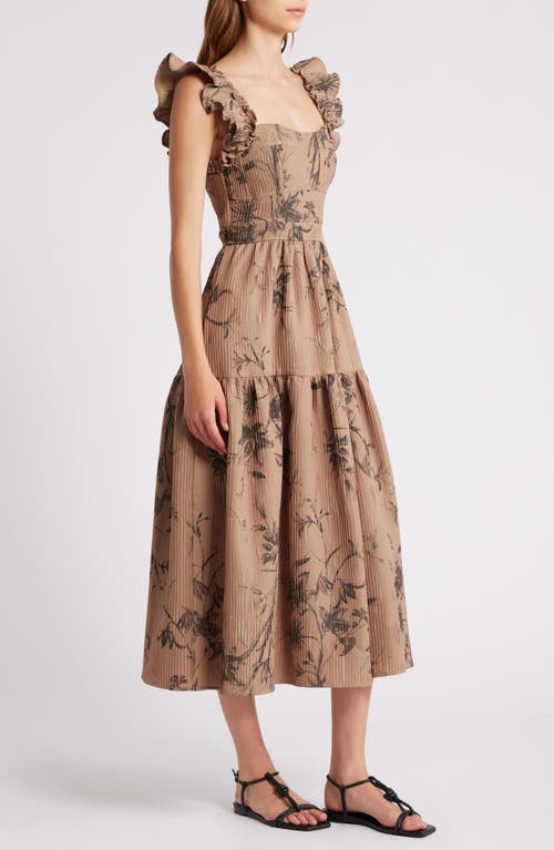 Moon River Floral Sundress In Mocha Multi