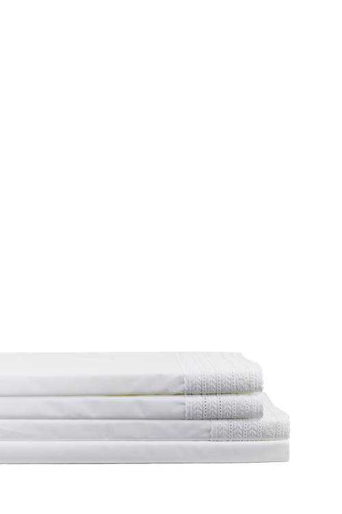 Melange Elizabeth Tonal Lace 4-piece Sheet Set In White/white