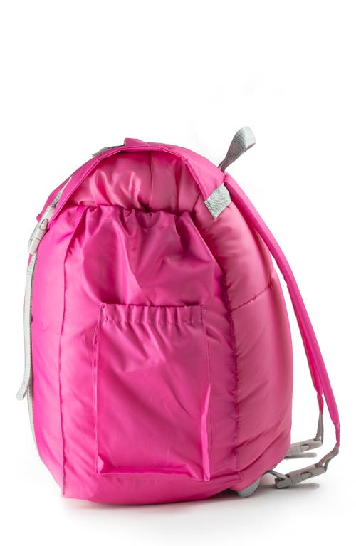 Shop Mimish Kids' Sleep-n-pack Faux Shearling Lined Sleeping Bag Backpack In Hibiscus Pink/coconut White